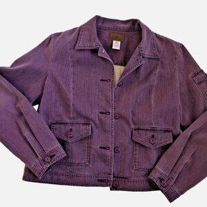 St. John's Bay Womens Dark Plum Purple Corduroy Trucker Jacket Size Large
